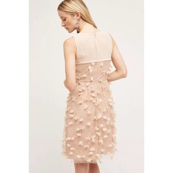 Anthropologie | Eva Franco Flutter Fleur Dress Size 4 Tulle Flower Petal Pink - Picture 2 of 11